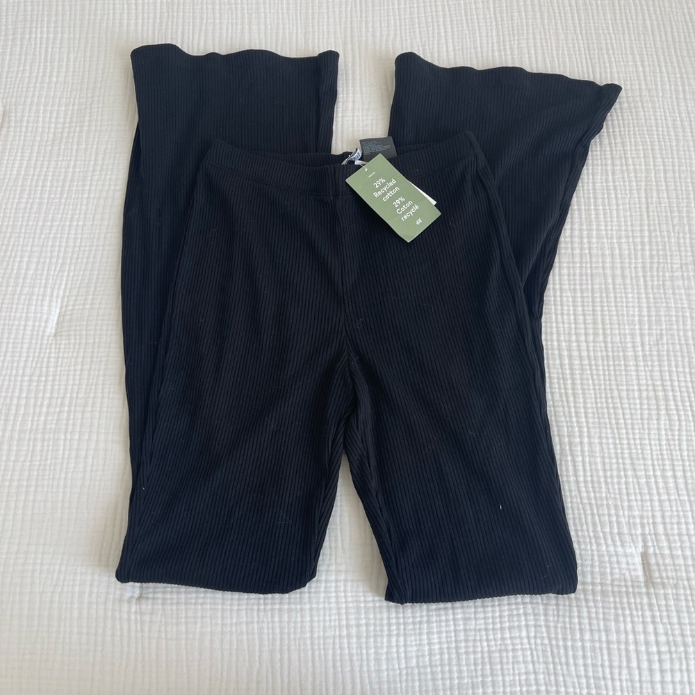 H&M black high waist flared pants